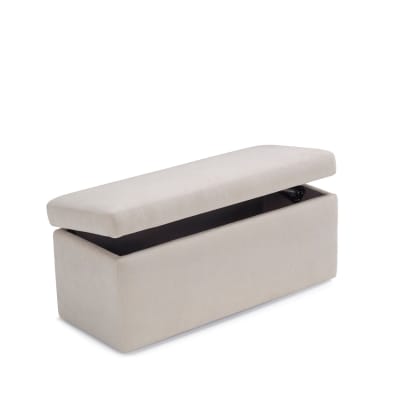 Banc conteneur fabriqué en Italie en tissu chenille beige 110x45 cm