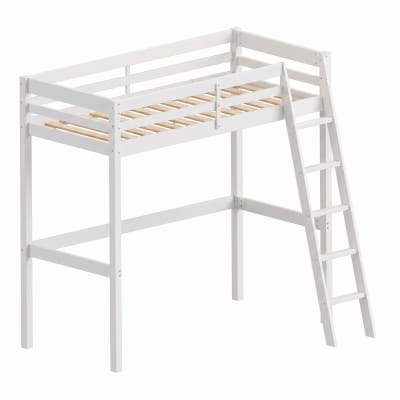 Lit mezzanine en pin, blanc, 90x200 cm
