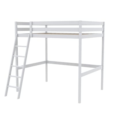 Lit mezzanine 2 places en pin, blanc, 140x190 cm