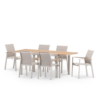 Set de table 200/140×90 cm et 6 chaises alum beige e textilene