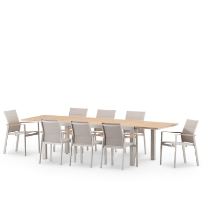 Set table jardin 300/200x100cm et 6 chaises alum beige e textilene