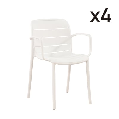 Lot de 4 chaises de jardin empilables en polypropylène blanc