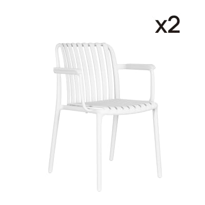 Lot de 2 chaises de jardin empilables en polypropylène blanc