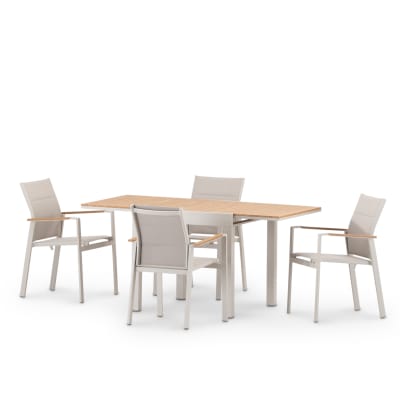 Set de table 160/80×80 cm et 4 chaises alum beige e textilene