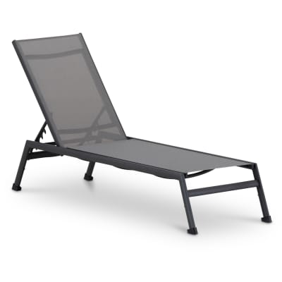 Chaise longue de jardin en aluminium et textilène anthracite
