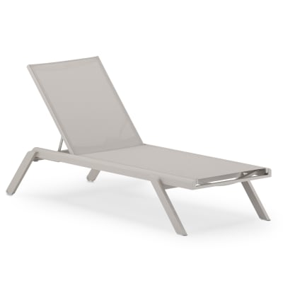 Chaise longue de jardin en aluminium et textilène beige