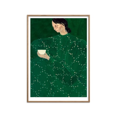 Affiche ''Coffee Alone At Place De Clichy'' Cadre en Chêne - 50x70 cm