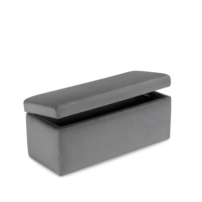 Banc conteneur fabriqué en Italie en velours gris 110x45 cm
