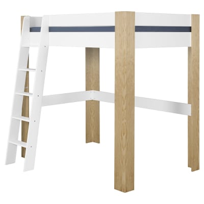 Lit mezzanine 2 places avec bureau blanc et bois 140x190 cm