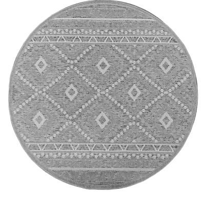 Tapis extérieur intérieur cuisine terrazzo, gris, 160 cm rond