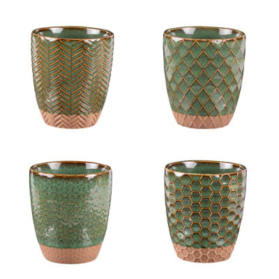Coffret de 4 gobelets jaspe s 20 cl vert en grès