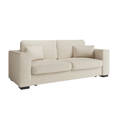 Canapé droit fixe 3 places en tissu - beige