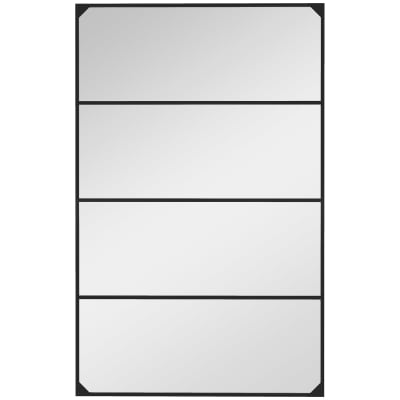 Miroir mural verrière rectangulaire style industriel métal noir