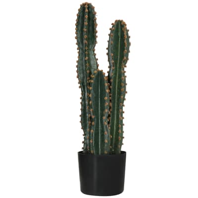 Cactus artificiel grand réalisme 3 pieds ø 17 x 60h cm pot inclus