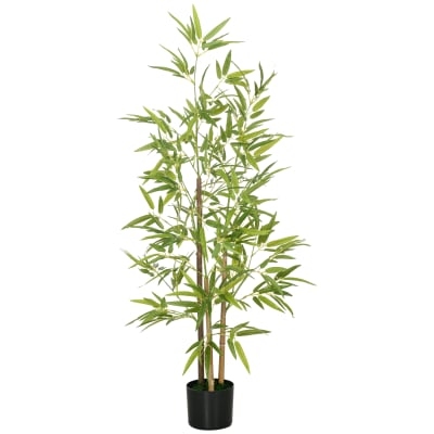 Bambou artificiel h.1,2 m - 498 feuilles réalistes, vrais troncs - pot