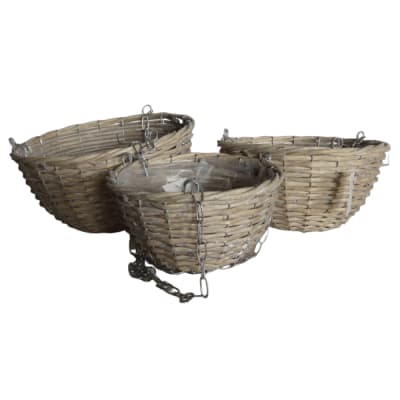 Set3 paniers poule corbeille fruit légumes osier marron 22 26 30cm