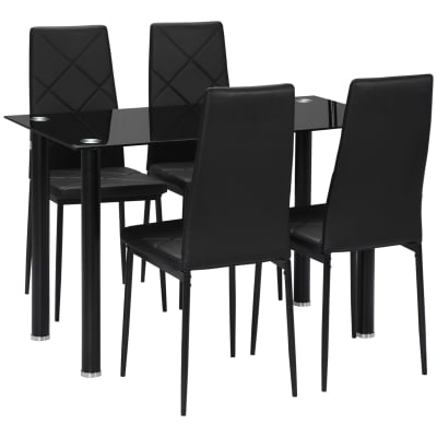 Ensemble salle à manger style contemporain 5 pièces 4 places noir