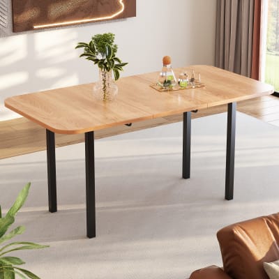 Table de salle à manger extensible effet bois brillante 120-160*80cm