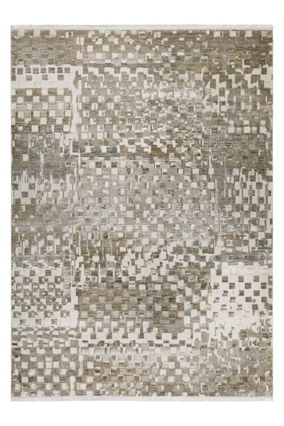 Tapis salon tissé motif géométrique tons de beige et gris 240x340