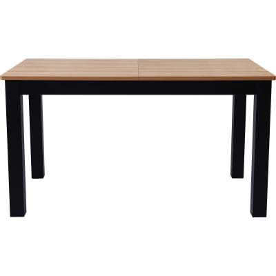 Table à manger extensible effet bois 6/8 personnes, piètement noir