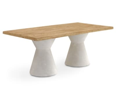 Table de salle à manger en bois de sapin avec base en polyrésine