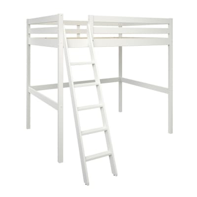 Lit mezzanine 2 places pin massif blanc 140x190