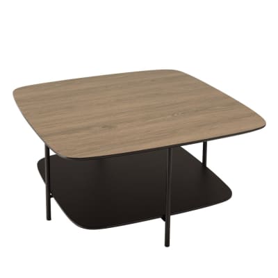 Table basse 2 plateaux mm bi-matière pieds métal