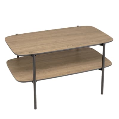 Table basse rectangulaire double plateau pieds métal noir