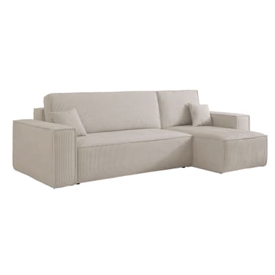 Canapé d'angle convertible 3 places beige clair