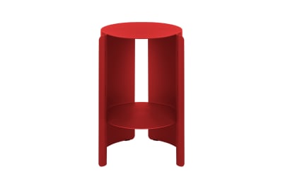 Table d'appoint avec étagère en acier peint par poudrage, rouge