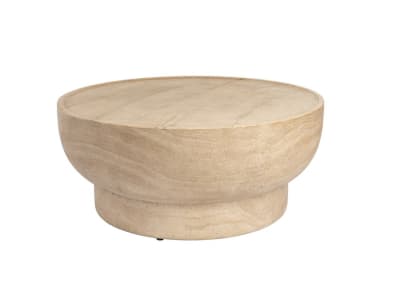 Table basse ronde en béton finition travertin beige