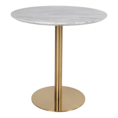 Table de repas ronde aspect marbre et pied doré d90