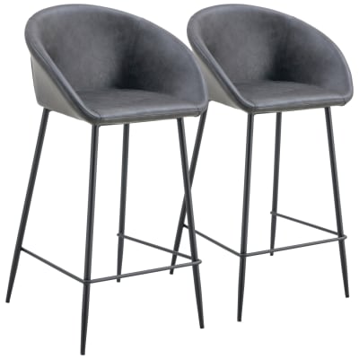 Lot de 2 tabourets de bar en simili gris foncé