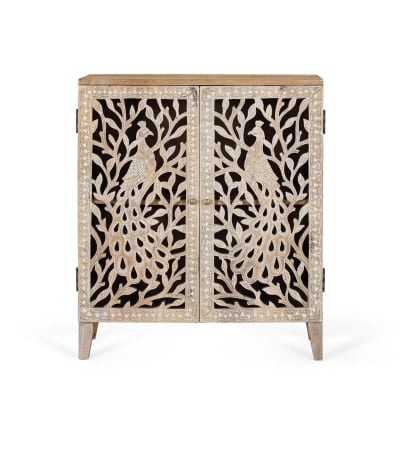 Meuble d'appoint en bois de manguier sculpté à la main