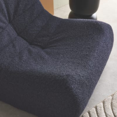 Chauffeuse tissu effet alpaca 1 place, bleu foncé