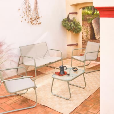 Salon de jardin acier 4 places kaki