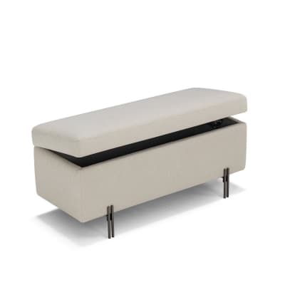 Banc conteneur fabriqué en Italie en tissu texturé blanc 110x45 cm