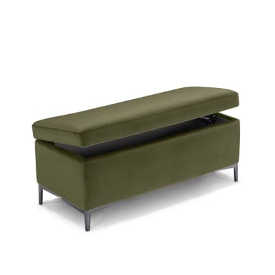 Banc conteneur fabriqué en Italie en velours vert 110x50 cm