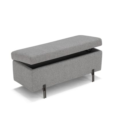 Banc de rangement fabriqué en Italie en tissu texturé gris 110x45 cm