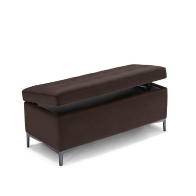Banc conteneur fabriqué en Italie velours marron matelassé 110x50 cm