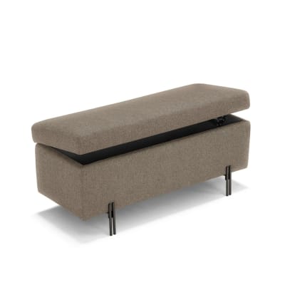 Banc rangement fait en Italie tissu texturé gris tourterelle 110x45 cm