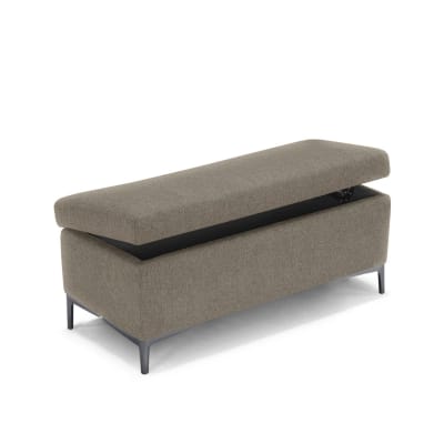 Banc rangement fait en Italie en tissu texturé tourterelle 110x50 cm