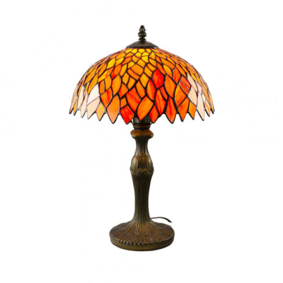 Lampe à poser en verre mosaique & pied en alliage de zinc