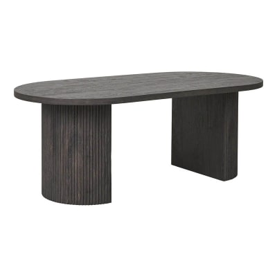 Table basse ovale pieds relief mdf effet bois foncé