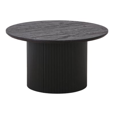 Table basse ronde 80cm pieds relief mdf effet bois foncé