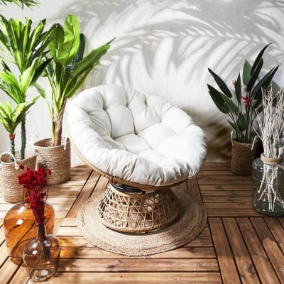 Fauteuil pivotant blanc avec assise capitonnée