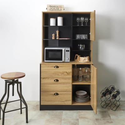Buffet vaisselier multi-rangement aspect bois