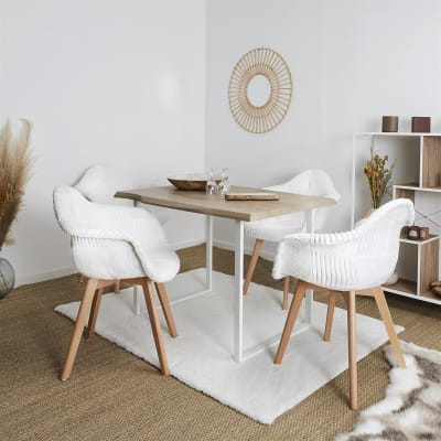 Lot de 2 fauteuils imitation laine motif patchwork blanc