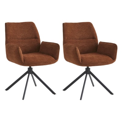 Lot de 2 fauteuils de table pivotants tissu coloris terracotta