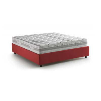 Lit double en tissu rouge 160x200 cm